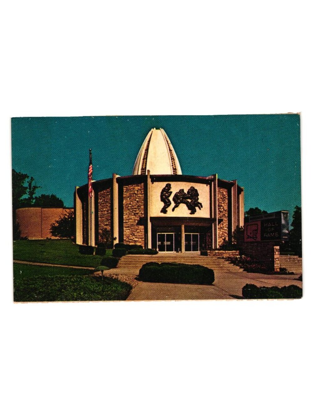 Pro Football Hall Of Fame Canton Ohio Vintage Postcard Published By Plastichrome
